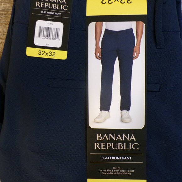 Banana Republic NWT Men's Flat Front Pant Slim Fit Blue 32x32 - Picture 3 of 4
